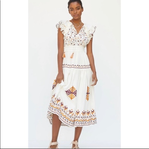 Anthropologie Dresses & Skirts - Anthropologie Embroidered Midi Dress